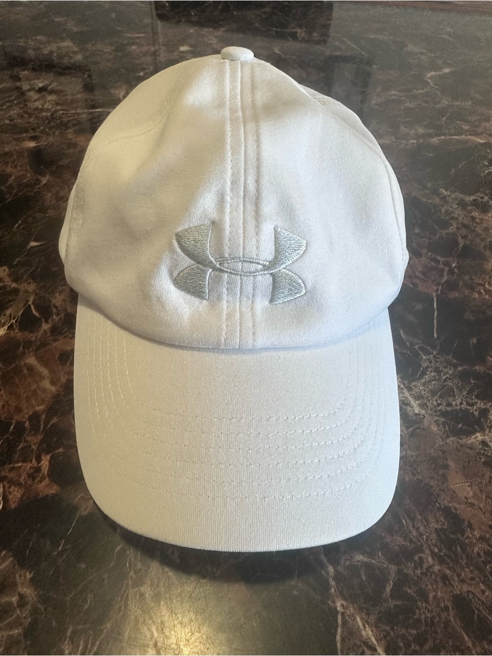 Under Armour Kids White Baseball Cap with Silver Logo
